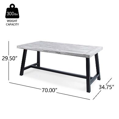 Outdoor Wood Dining Table with Metal Frame