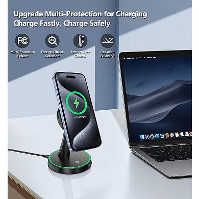 Magnetic Wireless Charger Stand 15W Fast Mag-Safe Charger for iPhone 17/17 pro/ 17 Air/ 17 pro max