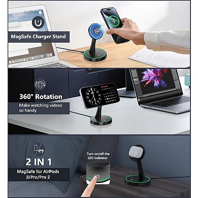 Magnetic Wireless Charger Stand 15W Fast Mag-Safe Charger for iPhone 17/17 pro/ 17 Air/ 17 pro max