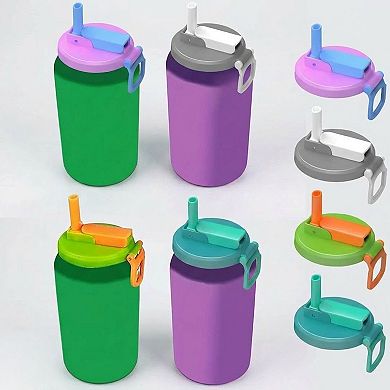4-PC Replacement Straw Lid with Flip Top and Carry Handle Compatible with Tumblers and Water Bottles