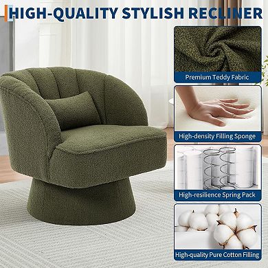 2pcs Swivel Barrel Accent Chair,360 Degree Upholstered Armchair with Striped Backrest&Plush Padding