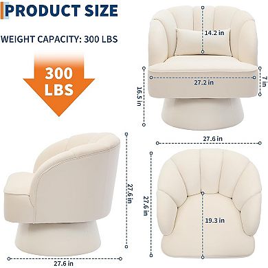 2pcs Swivel Barrel Accent Chair,360 Degree Upholstered Armchair with Striped Backrest&Plush Padding