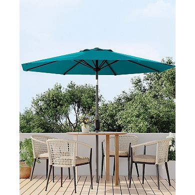 9FT Patio Table Umbrella 8 Sturdy Ribs, Push Button Tilt & Crank, UV Protection Waterproof