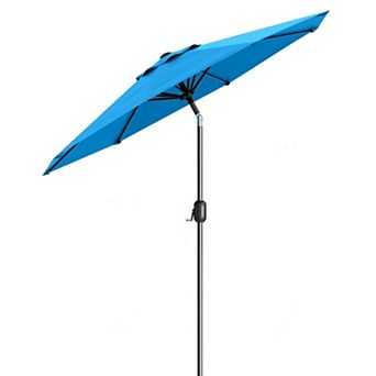 9FT Patio Table Umbrella 8 Sturdy Ribs, Push Button Tilt & Crank, UV Protection Waterproof