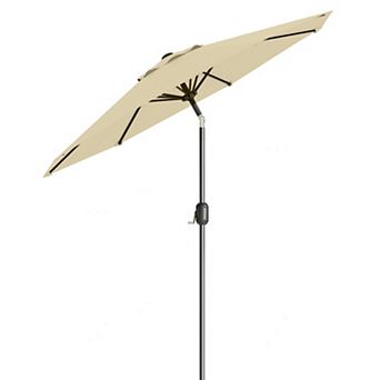 9FT Patio Table Umbrella 8 Sturdy Ribs, Push Button Tilt & Crank, UV Protection Waterproof