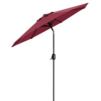 9FT Patio Table Umbrella 8 Sturdy Ribs, Push Button Tilt & Crank, UV Protection Waterproof