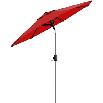 9FT Patio Table Umbrella 8 Sturdy Ribs, Push Button Tilt & Crank, UV Protection Waterproof