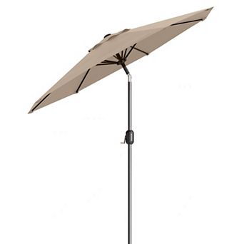 9FT Patio Table Umbrella 8 Sturdy Ribs, Push Button Tilt & Crank, UV Protection Waterproof