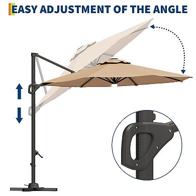10FT Roman Single Top Patio Umbrella: Base Included, Easy Tilt & 8-Sturdy Rids