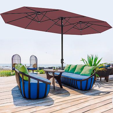 13 FT Large Double-Sided Rectangle Patio Umbrella Crank Handle & Tilt Adjustment, Polyester Canopy