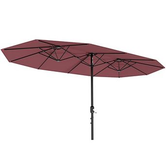 13 FT Large Double-Sided Rectangle Patio Umbrella Crank Handle & Tilt Adjustment, Polyester Canopy