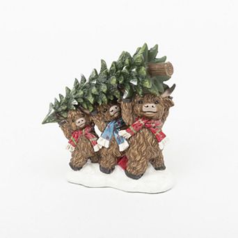 Cows Carrying Tree Figurine