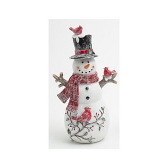 Resin Snowman with Cardinals Table Decor