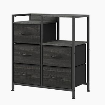 Filing Cabinet, Mobile Rolling 5-Drawer Storage with Printer Stand & Open Shelf for Home Office