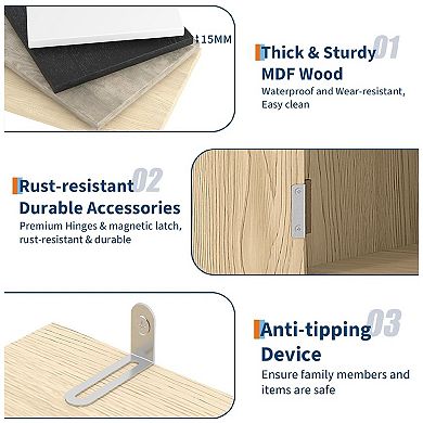 Tall Book Shelf and Bookcase, Wooden Bookcase with Doors