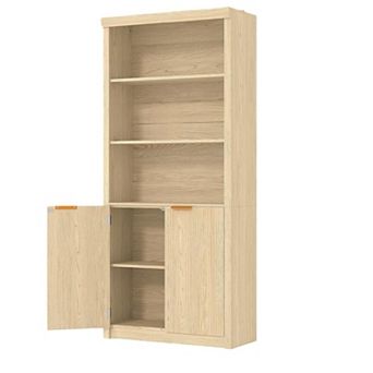 Tall Book Shelf and Bookcase, Wooden Bookcase with Doors