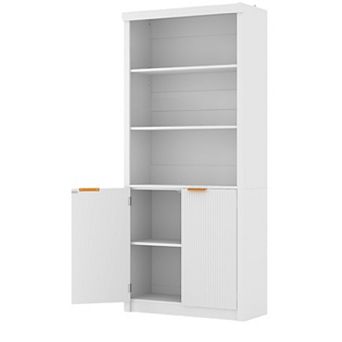 Tall Book Shelf and Bookcase, Wooden Bookcase with Doors
