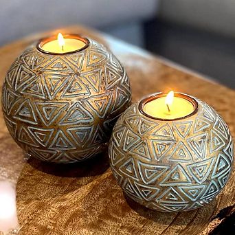Set of 2 Gold Orb Tealight Candle Holders