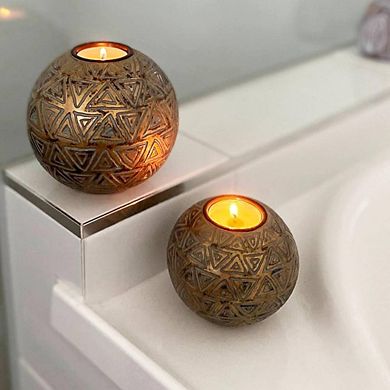 Set of 2 Gold Orb Tealight Candle Holders