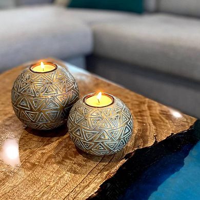 Set of 2 Gold Orb Tealight Candle Holders