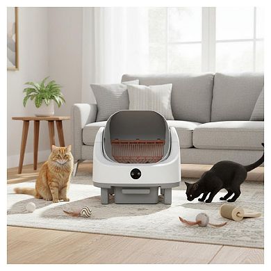 Open-Top Self Cleaning Cat Litter Box, Automatic Litter Box , 9l Waste Bin