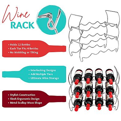Sorbus 3-Tier Stackable Wine Rack - Perfect for Bar, Cellar, Pantry, etc (Hold 12 Bottles)