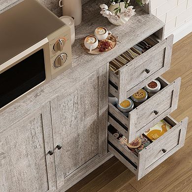 Farmhouse Pantry Cabinet, Kitchen Hutch Storage Cabinet