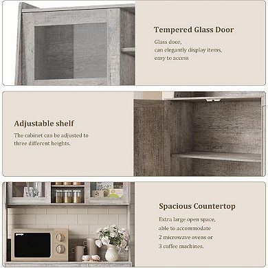 Farmhouse Pantry Cabinet, Kitchen Hutch Storage Cabinet