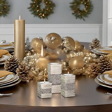 Set of 3 Silver Tealight Candle Holders