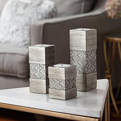 Set of 3 Silver Tealight Candle Holders