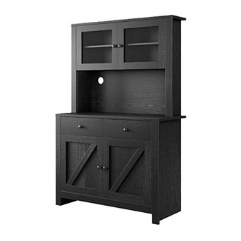 Tall Freestanding Storage Cabinet, Features 4 Doors & Adjustable Shelves, for Kitchen & Dining Room