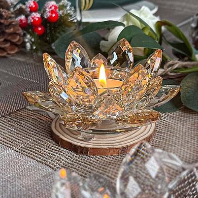 Set of 2 Crystal Lotus Tealight Candle Holders