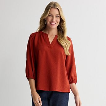 Women's Croft & Barrow 3/4 Sleeve V-Neck Blouse