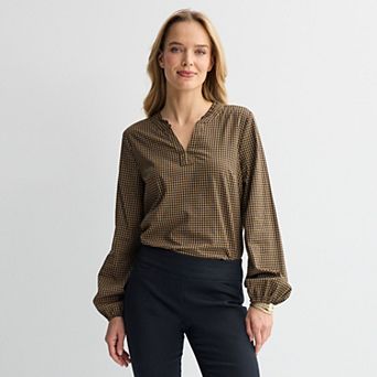 Women's Croft & Barrow® Ruffle Splitneck Top