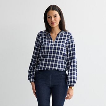 Women's Croft & Barrow® Ruffle Splitneck Top