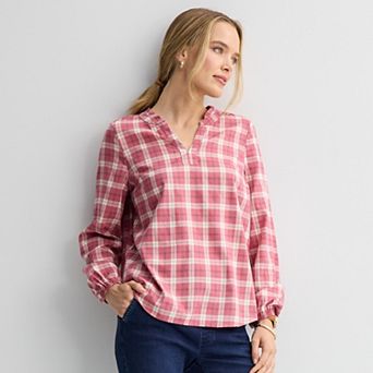 Women's Croft & Barrow® Ruffle Splitneck Top