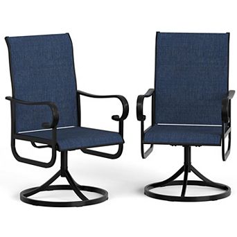 Patio Swivel Chairs Set of 2, Outdoor Dining Chairs with High Back, for Lawn, Porch or Garden