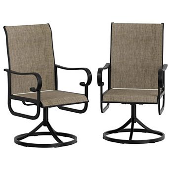 Patio Swivel Chairs Set of 2, Outdoor Dining Chairs with High Back, for Lawn, Porch or Garden