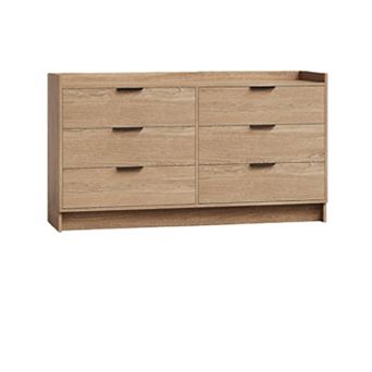 Modern Dresser with 6 Drawers Chest of Drawers with Metal Handle, Double Wooden Storage Cabinet