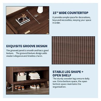 Fluted Shoe Cabinet for Entryway, 48" Tall Modern Narrow Shoe Organizer Storage, Bottom Open Shelf