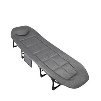71 in Portable Folding Bed with Cushion and Pillow, Camping Cot for Adults