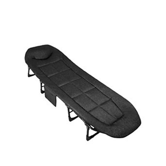 75 in Camping Cot for Adults with Cushion and Pillow, Portable Folding Bed