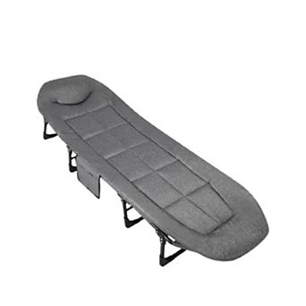 75 in Camping Cot for Adults with Cushion and Pillow, Portable Folding Bed