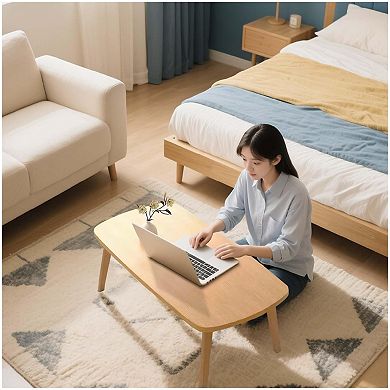 Wooden Folding Coffee Table w/Folding Legs No Assembly, Small Spaces Tatami Foldable Table