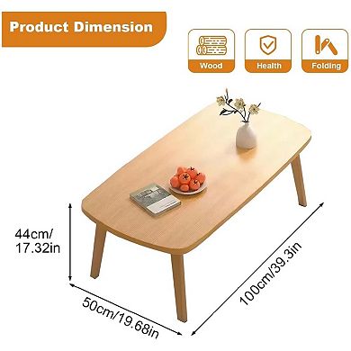 Wooden Folding Coffee Table w/Folding Legs No Assembly, Small Spaces Tatami Foldable Table