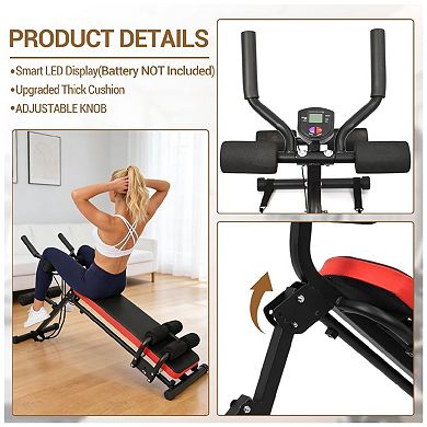2-in-1 Adjustable Ab Workout Bench & Glider - Collapsible Core Trainer with LCD Display