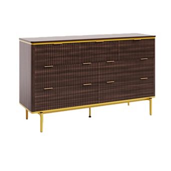 7 Drawers Dresser for Bedroom, 54 in Wide Fluted Chest of Drawers Dresser Wood Storage Cabinet