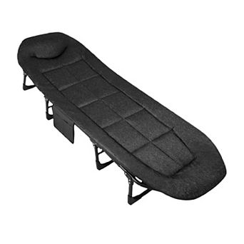 79 in Portable Folding Camping Cot Bed with Mattress, Pillow & Side Pocket