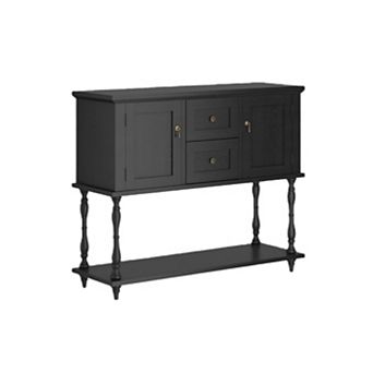 Console Table with 2 Drawers & 2 Doors, Farmhouse Wood Entryway Table with Bottom Storage Shelf