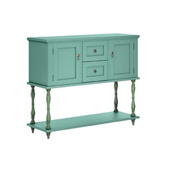 Console Table with 2 Drawers & 2 Doors, Farmhouse Wood Entryway Table with Bottom Storage Shelf